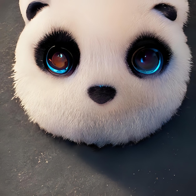 Round face of black and white tender panda