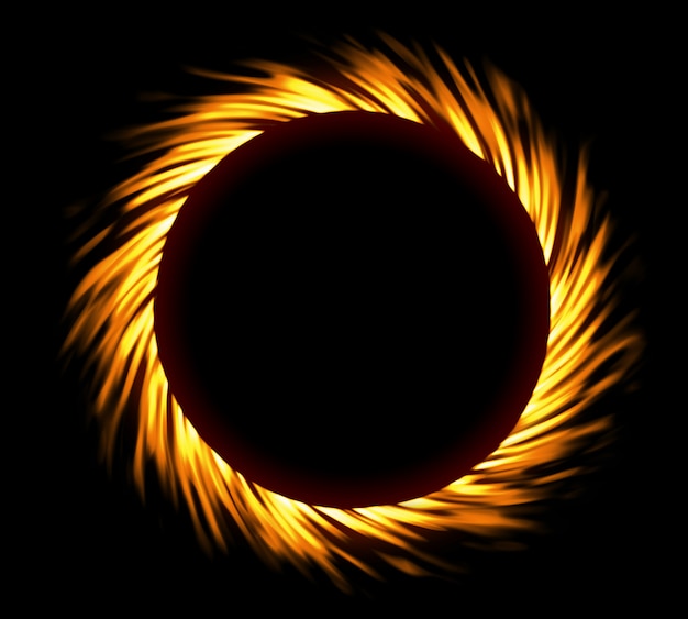 Round fire frame. Fire eclipse or fire swirl