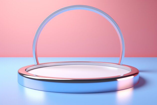 Round frame on pink and blue background