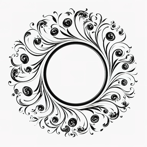 Photo a round frame with a floral design in the center.