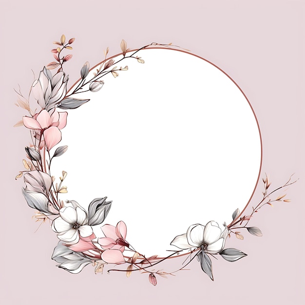 Photo a round frame with a floral pattern and the words  spring  on it