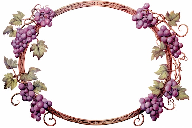 Photo a round frame with vine grapes