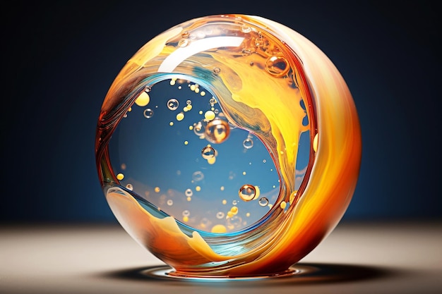 Round glass transparent symbol Abstract liquid sphere