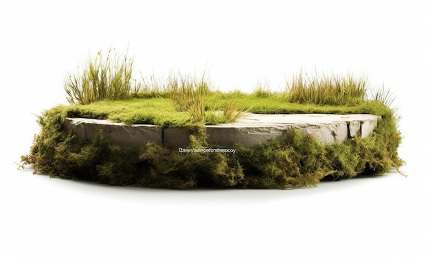 Round grass ground cross section with earth land and green grass realistic Circle cutaway terrain