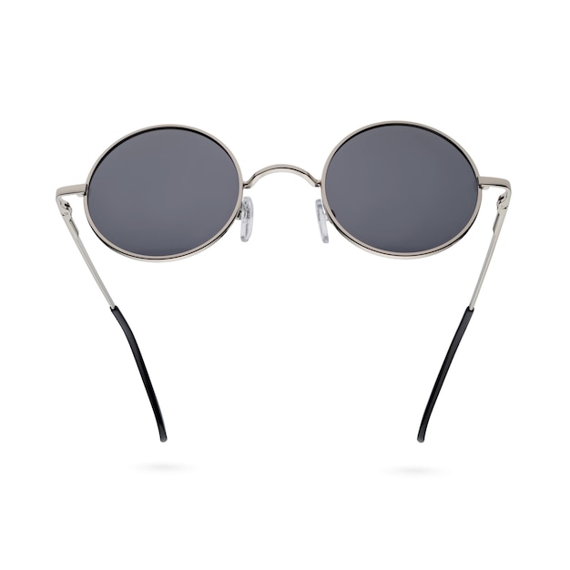 Round gray gun metal sunglasses isolated on white