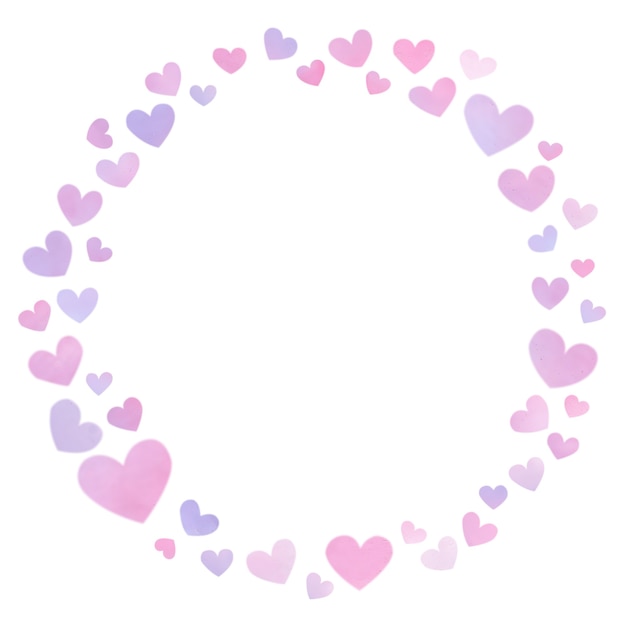 Round heart frame with lovely hearts