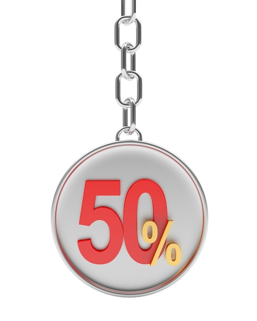 Round keychain with fifty percent discount