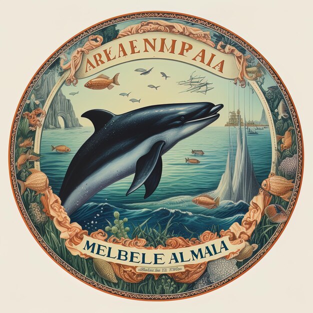 a round label with a dolphin and the words  gehro  on it