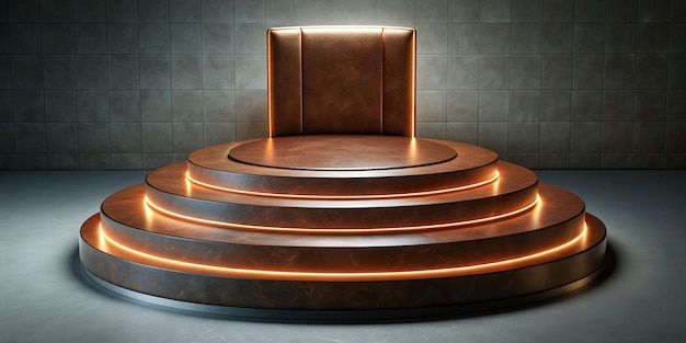 Round Leather Podium Illuminated Leather Pedestal