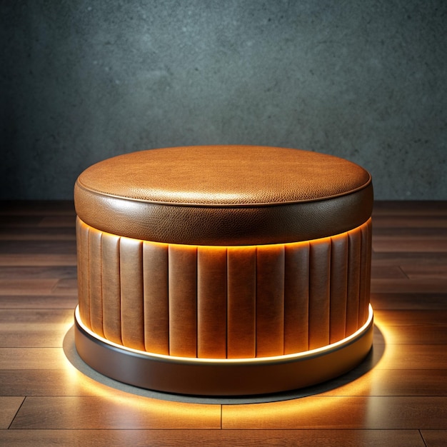 Round Leather Podium Illuminated Leather Pedestal