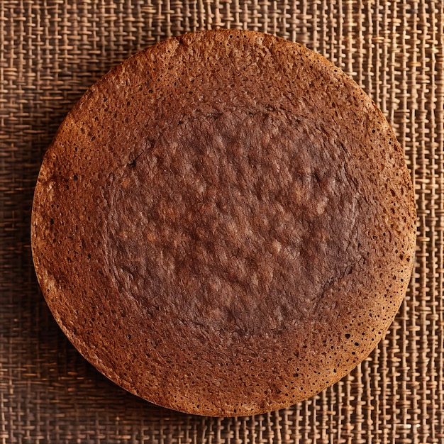 Round loaf of a pumpernickel tea bran cake isolated on plain background