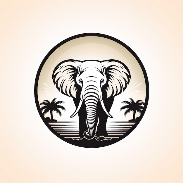 Photo round logo emblem symbol icon with elephant on white background