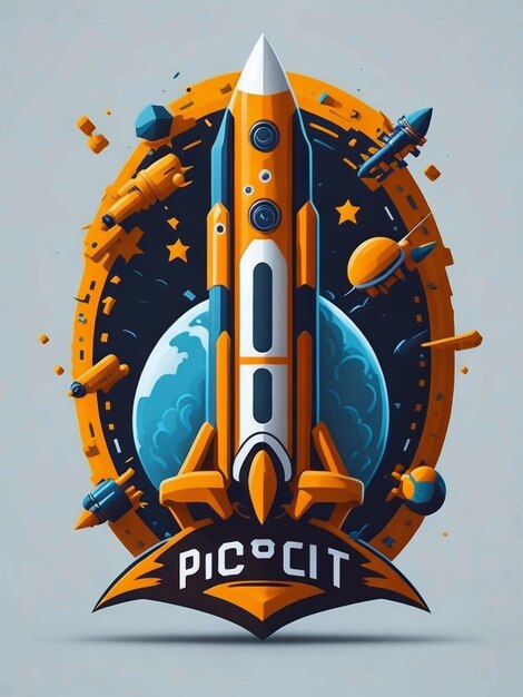 Photo round logo that include sms and rocket