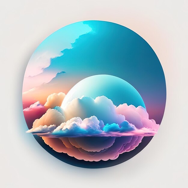 Фото Круглый логотип с трехмерными облаками в мягких тонах генеративный ai