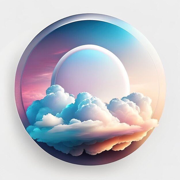 Round logo with 3d clouds in soft colors generative ai