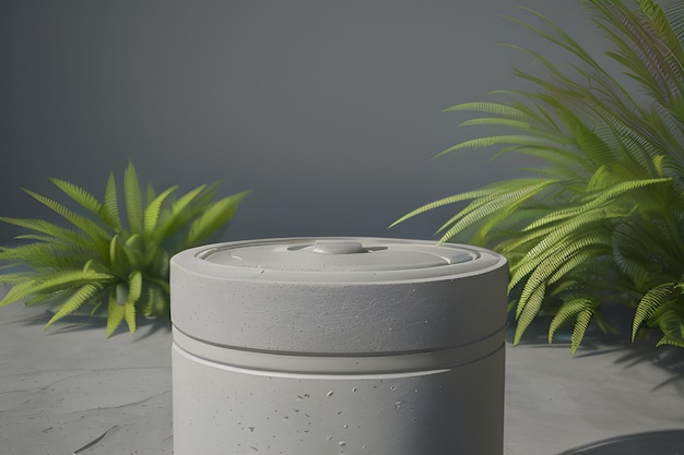 Round Marble Podium In Tropical Forest For Product Presentation And Green Wall 3D Generative AI for natural beauty products perfumes cosmetics mockups