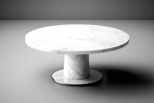 Photo a round marble table on white background