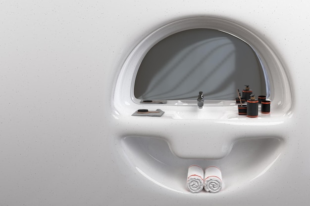 Round marble washbasin with mirror