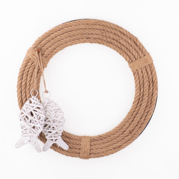 round marine rope frame isolated on white background