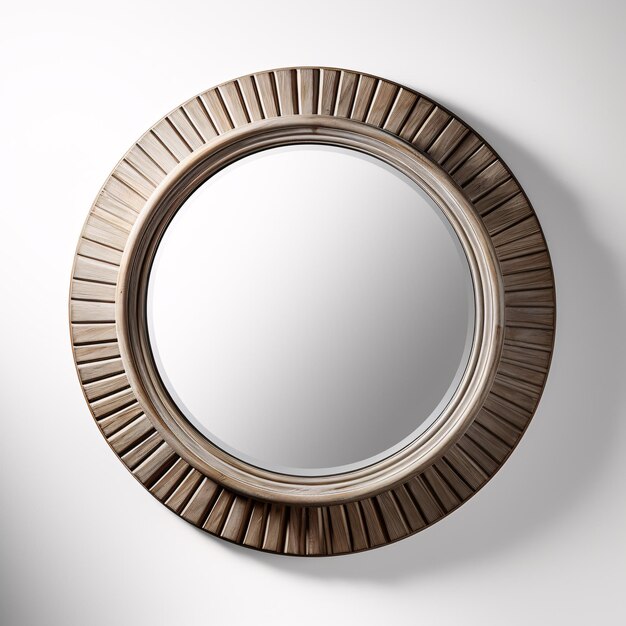 a round mirror on a wall