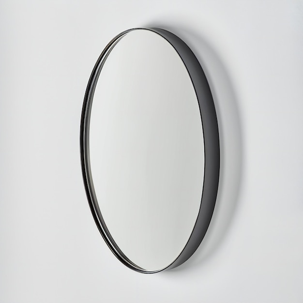 Round mirror on a white wall