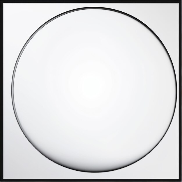 a round mirror with a black frame on a white background