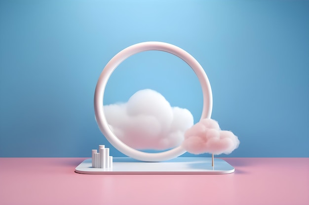 A round mirror with a cloud in the middle