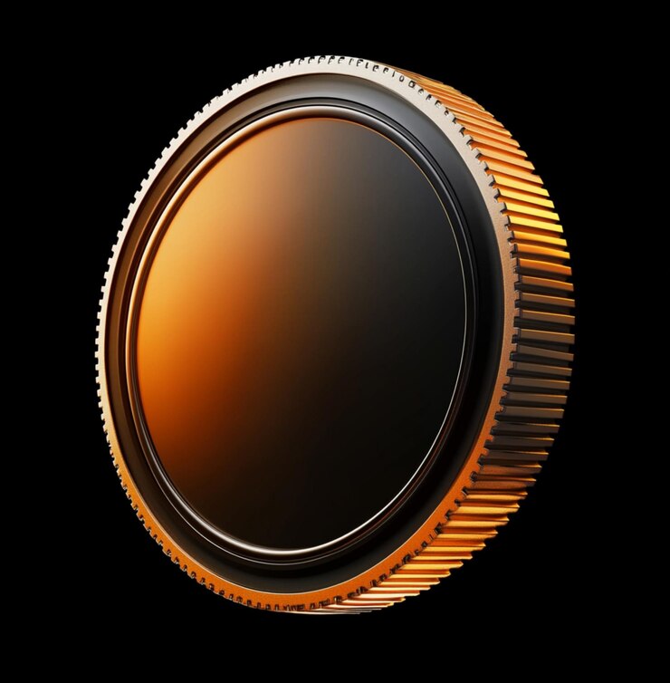 Photo a round mirror with a gold rim and a black background