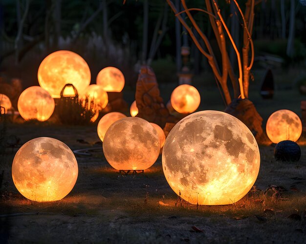 Photo round moonlike lanterns