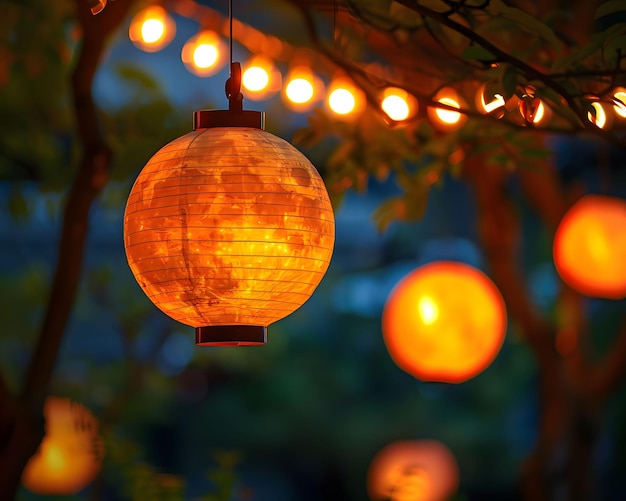 Round moonlike lanterns