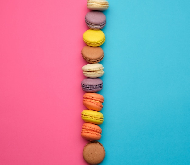 Round multicolored baked macarons