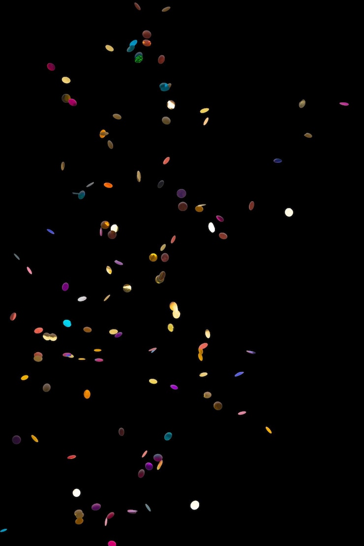 Photo round multicolored confetti made of paper and foil isolated on a black and white background
