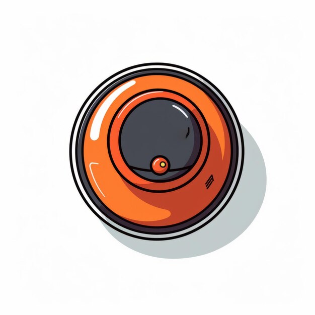 Round Orange Alarm Clock Vector Illustration in Etel Adnan Style