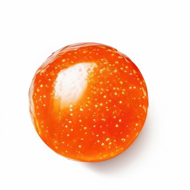 A round orange object with a white background and a white background.