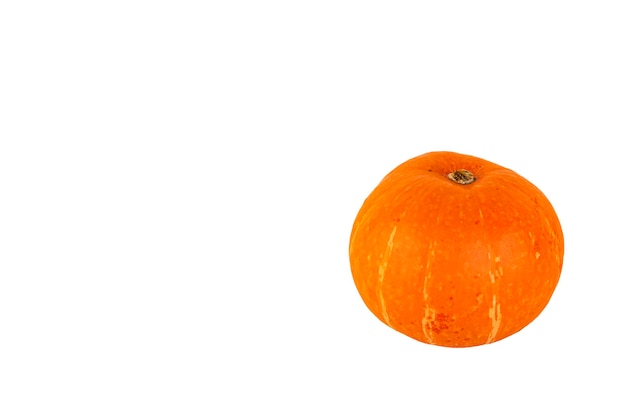 Round orange pumpkin on a white isolated background