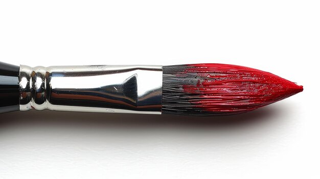 Photo the round painted tip of an artistic paintbrush is isolated on a white background