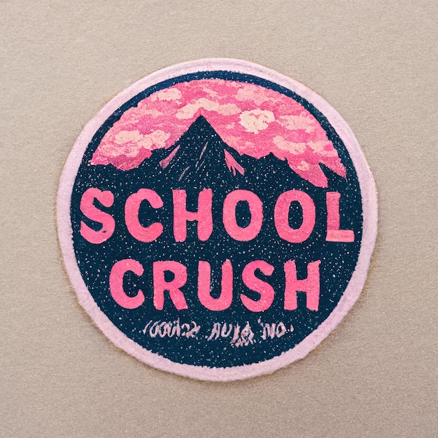 Photo a round patch of a school crush with a pink flower on it.