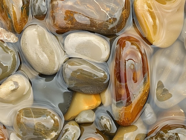 Round pebbles in a stream