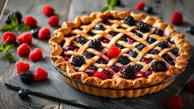 round pie with different sweet berries