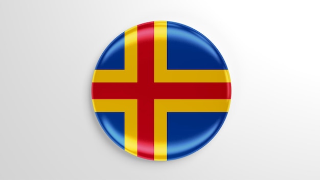 Round Pin Aland Flag 3D illustration