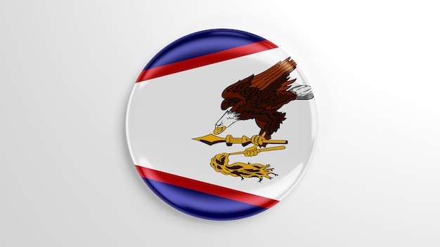 Round Pin American Samoa Flag 3D illustration