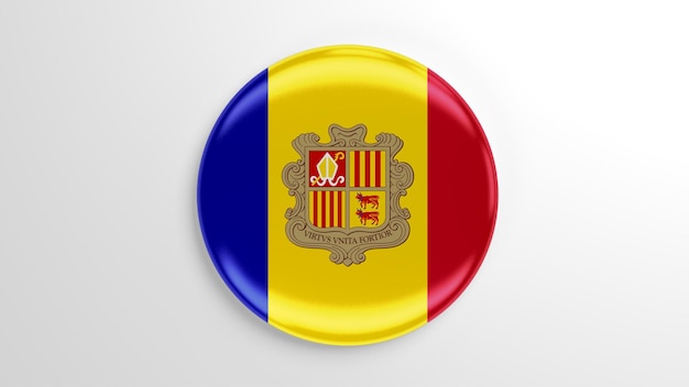 Photo round pin andorra flag 3d illustration