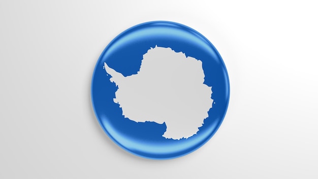 Round Pin Antarctica Flag 3D illustration