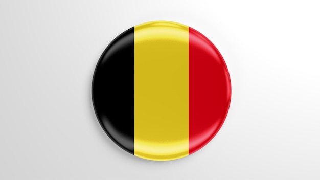 Illustrazione 3d della bandiera del belgio con perno rotondo