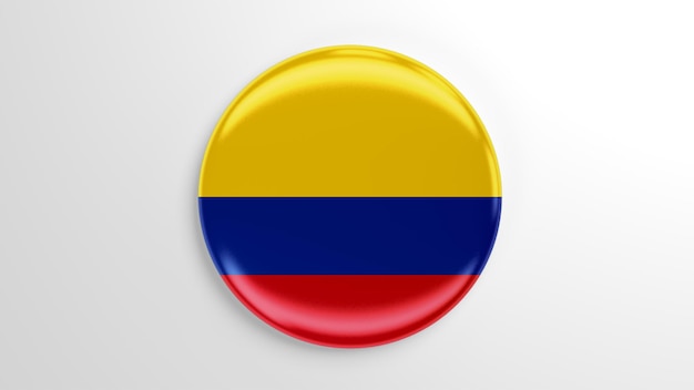 Round Pin Colombia Flag 3D illustration