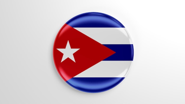 Round Pin Cuba Flag 3D illustration