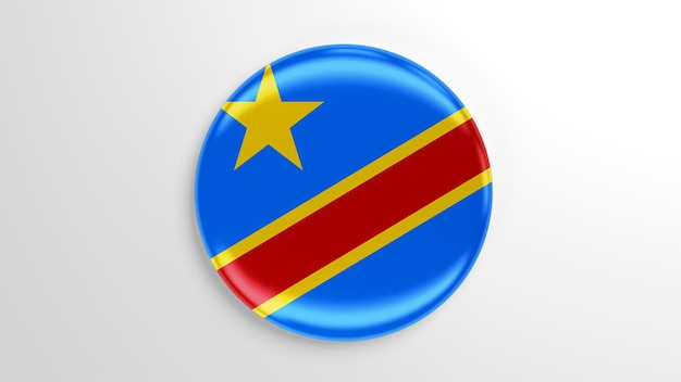 Foto illustrazione 3d della bandiera della repubblica democratica del congo a perno rotondo
