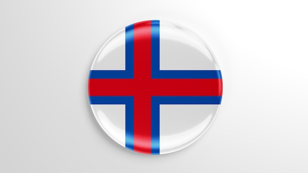 Round Pin Faroe Islands Flag 3D illustration