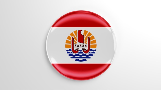 Round Pin French Polynesia Flag 3D illustration