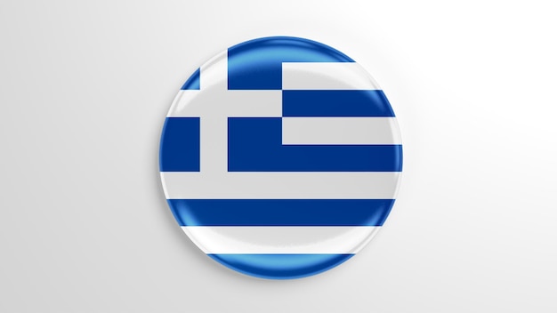 Round Pin Greece Flag 3D illustration